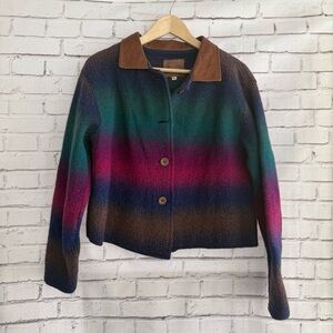 100% Wool Button-Up Ombré Jacket